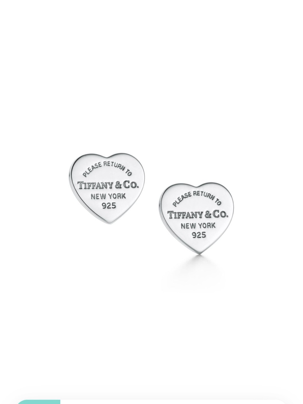 Tiffany & Co. Sterling Silver Heart Tag Stud Earrings with Signature Blue Pouch
